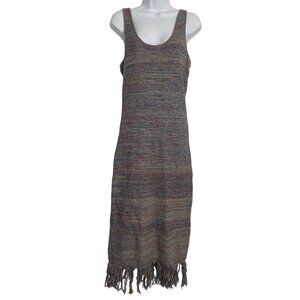 Future Collective Alani Noelle Knit Fringe Hem Dress Size M Boho Beach